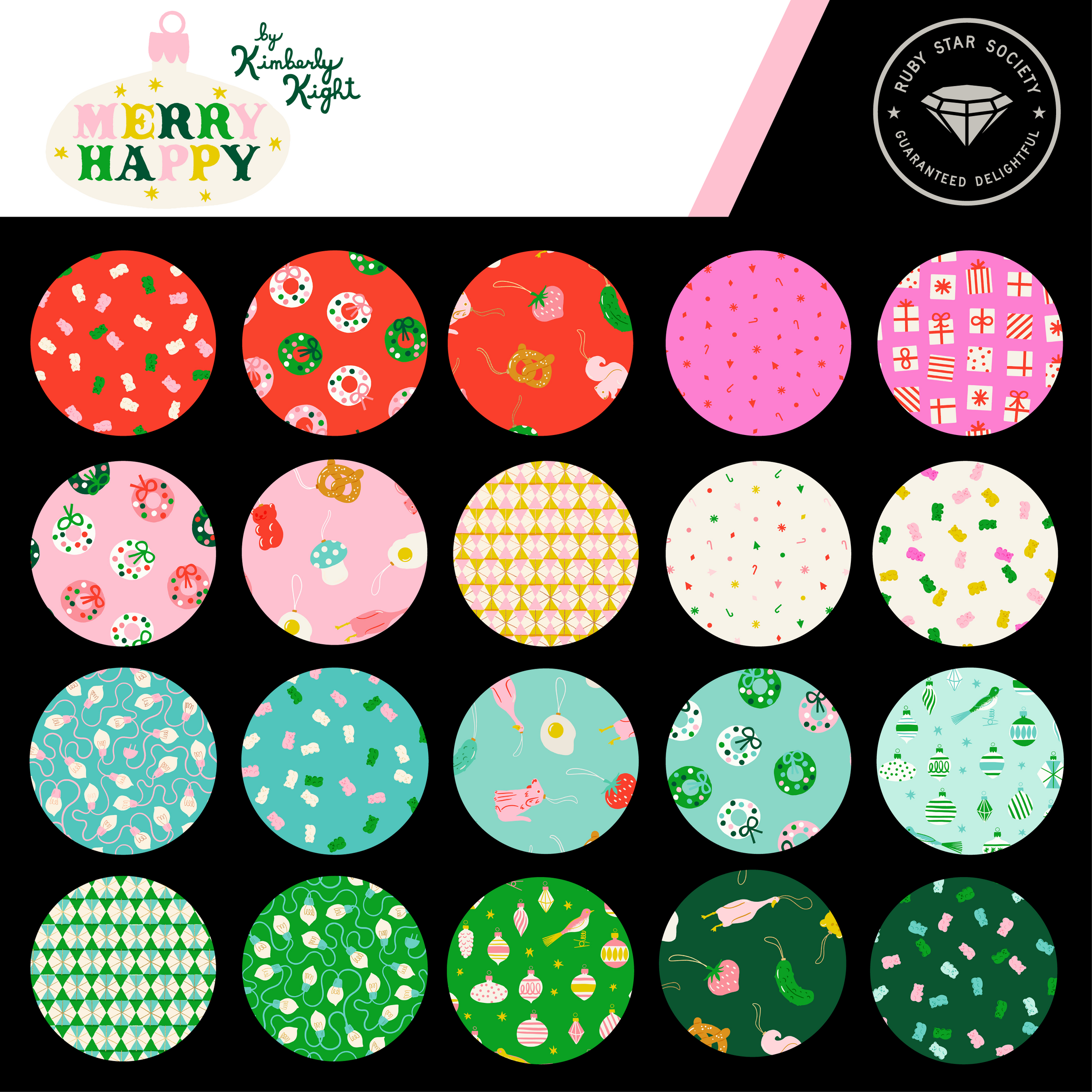 Merry Happy Quilt Fabric by Ruby Star Society - Charm Squares - set of 42 5" squares - RS3097PP