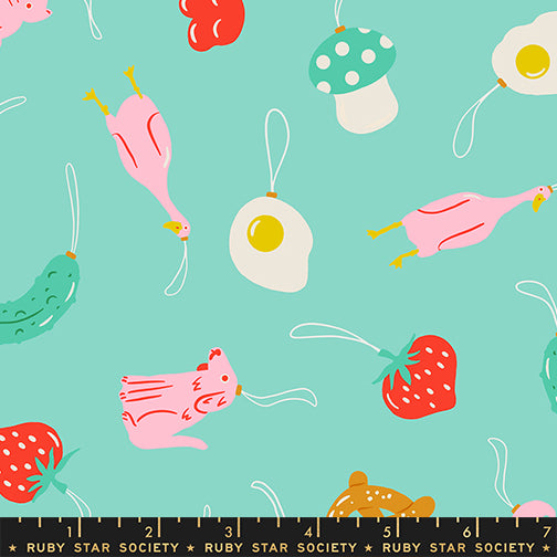 Merry Happy Quilt Fabric by Ruby Star Society - Find the Pickle in Frost Aqua - RS3097 14