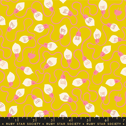 Merry Happy Quilt Fabric by Ruby Star Society - High Strung Lights in Golden Hour Yellow Metallic - RS3101 14M
