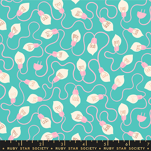 Merry Happy Quilt Fabric by Ruby Star Society - High Strung Lights in Iceberg Blue Metallic - RS3101 20M