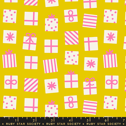 Merry Happy Quilt Fabric by Ruby Star Society - Secret Santa Gifts in Golden Hour Yellow - RS3100 11