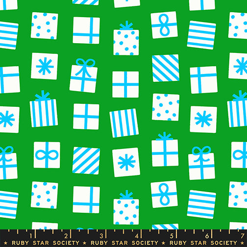 Merry Happy Quilt Fabric by Ruby Star Society - Secret Santa Gifts in Verdant Green - RS3100 18