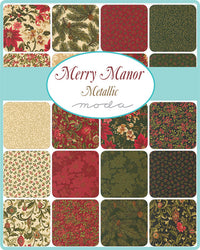 Merry Manor Metallic Quilt Fabric - Layer Cake - set of 42 10" squares - 33860LCM