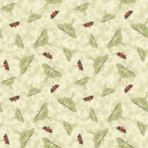 Midnight Rendezvous Quilt Fabric - Moths in Ivory - 2897-41