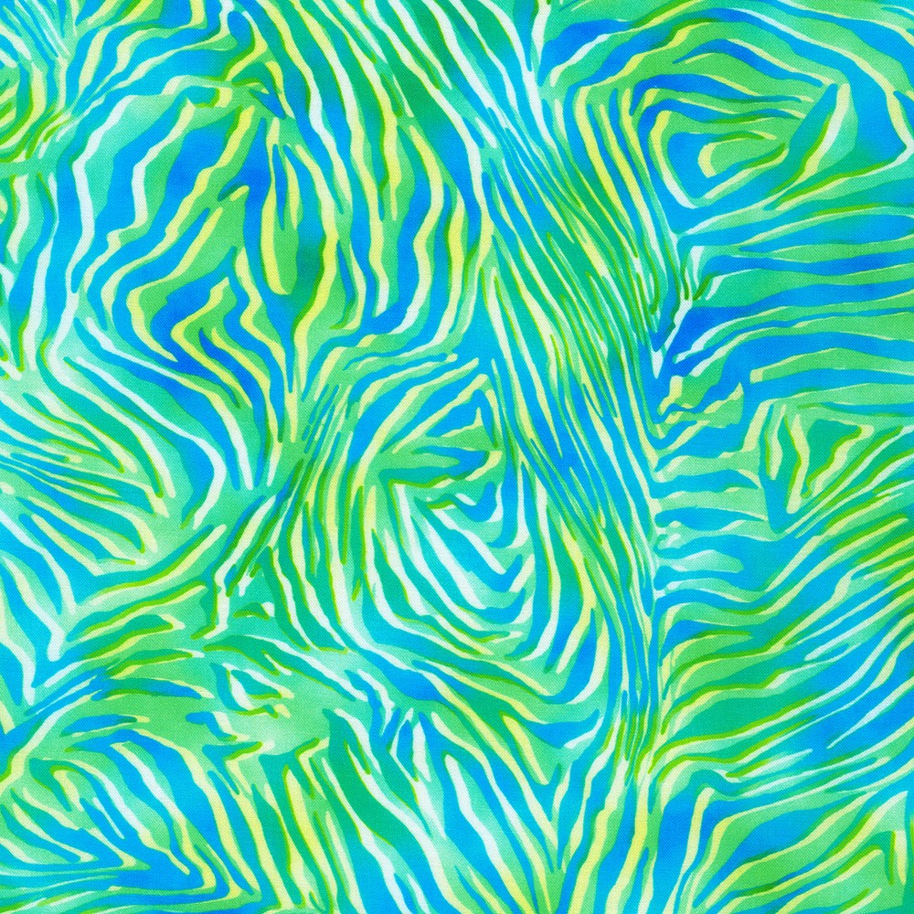 Midnight in the Jungle Quilt Fabric - Animal Stripes in Waterfall Blue/Green - SRKD-21972-405 WATERFALL