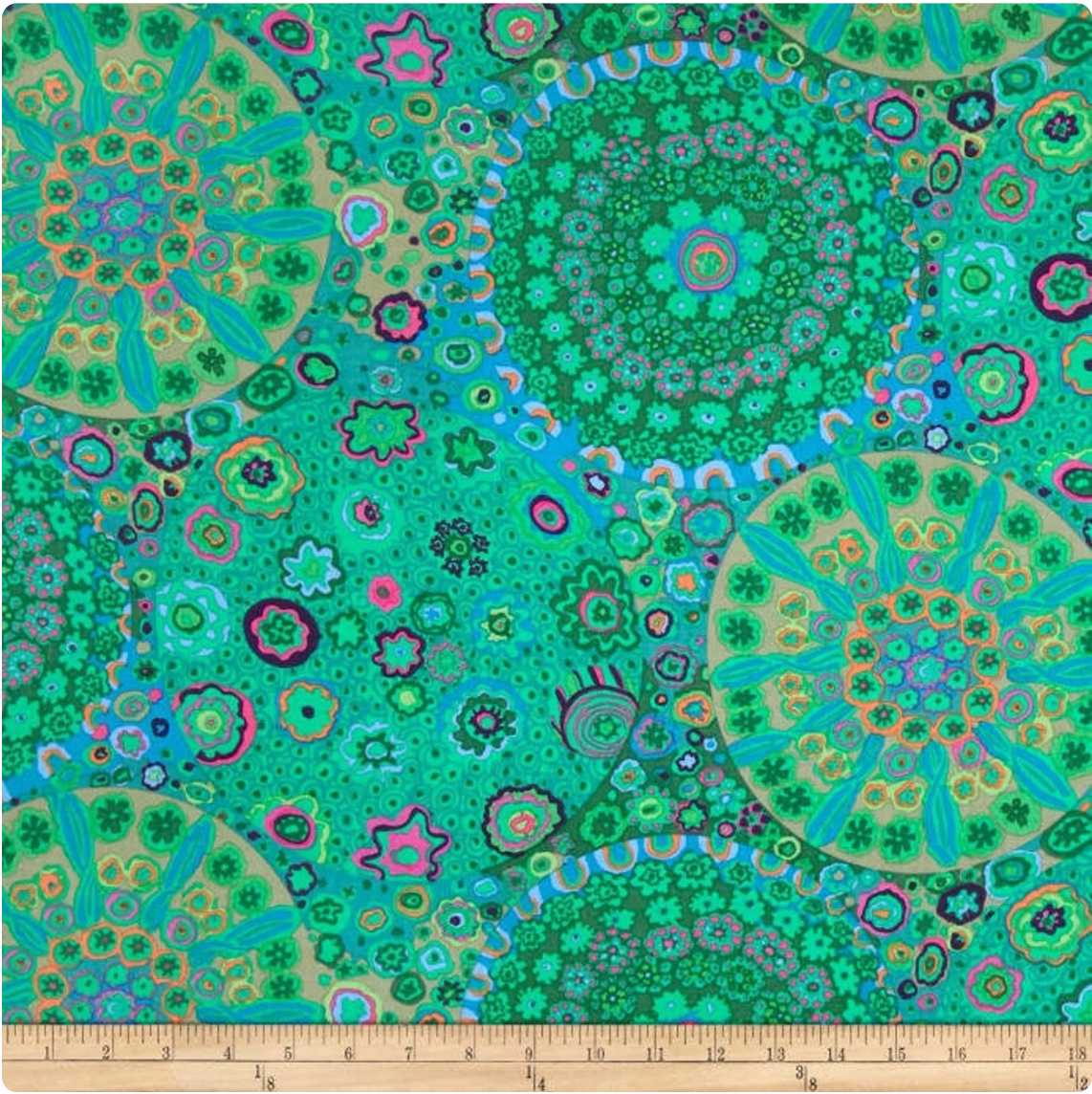 108" Kaffe Fassett Collective Quilt Backing Fabric - Millefiore in Jade - QBGP006.jade