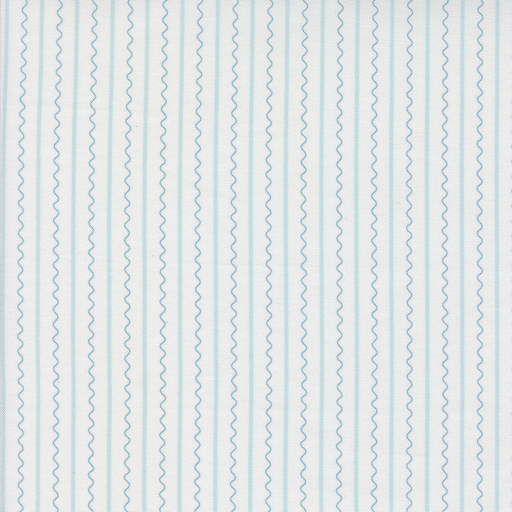 Mixed Bag of Bonbons Quilt Fabric by Jen Kingwell - Frequency Stripes in White/Light Blue - 18257 11