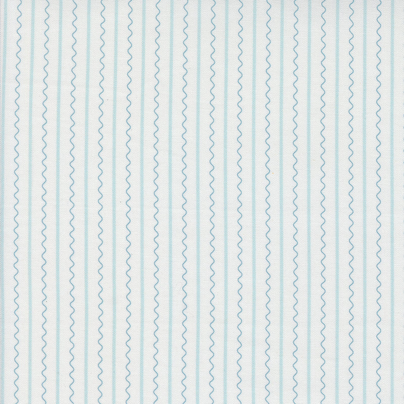 Mixed Bag of Bonbons Quilt Fabric by Jen Kingwell - Frequency Stripes in White/Light Blue - 18257 11