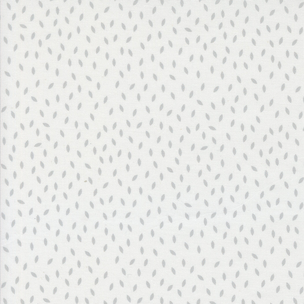 Mixed Bag of Bonbons Quilt Fabric by Jen Kingwell - Loose Leaves in White/Grey (Gray) - 18255 11