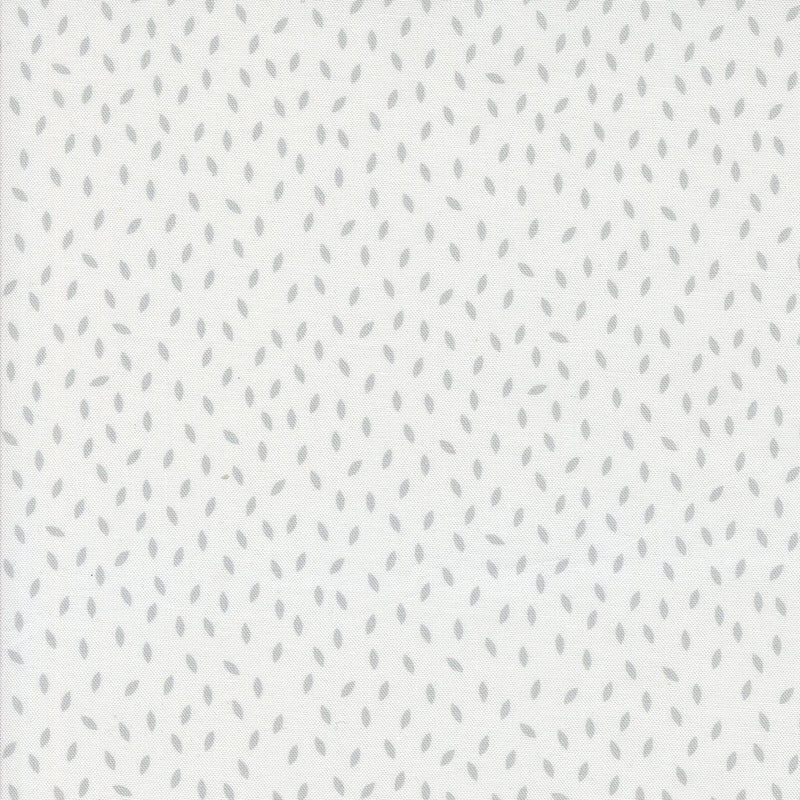 Mixed Bag of Bonbons Quilt Fabric by Jen Kingwell - Loose Leaves in White/Grey (Gray) - 18255 11