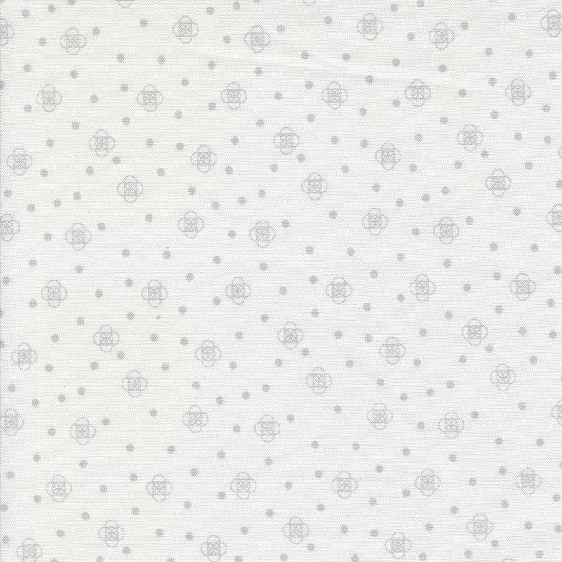 Mixed Bag of Bonbons Quilt Fabric by Jen Kingwell - Running Laps in White/Grey (Gray) - 18254 11