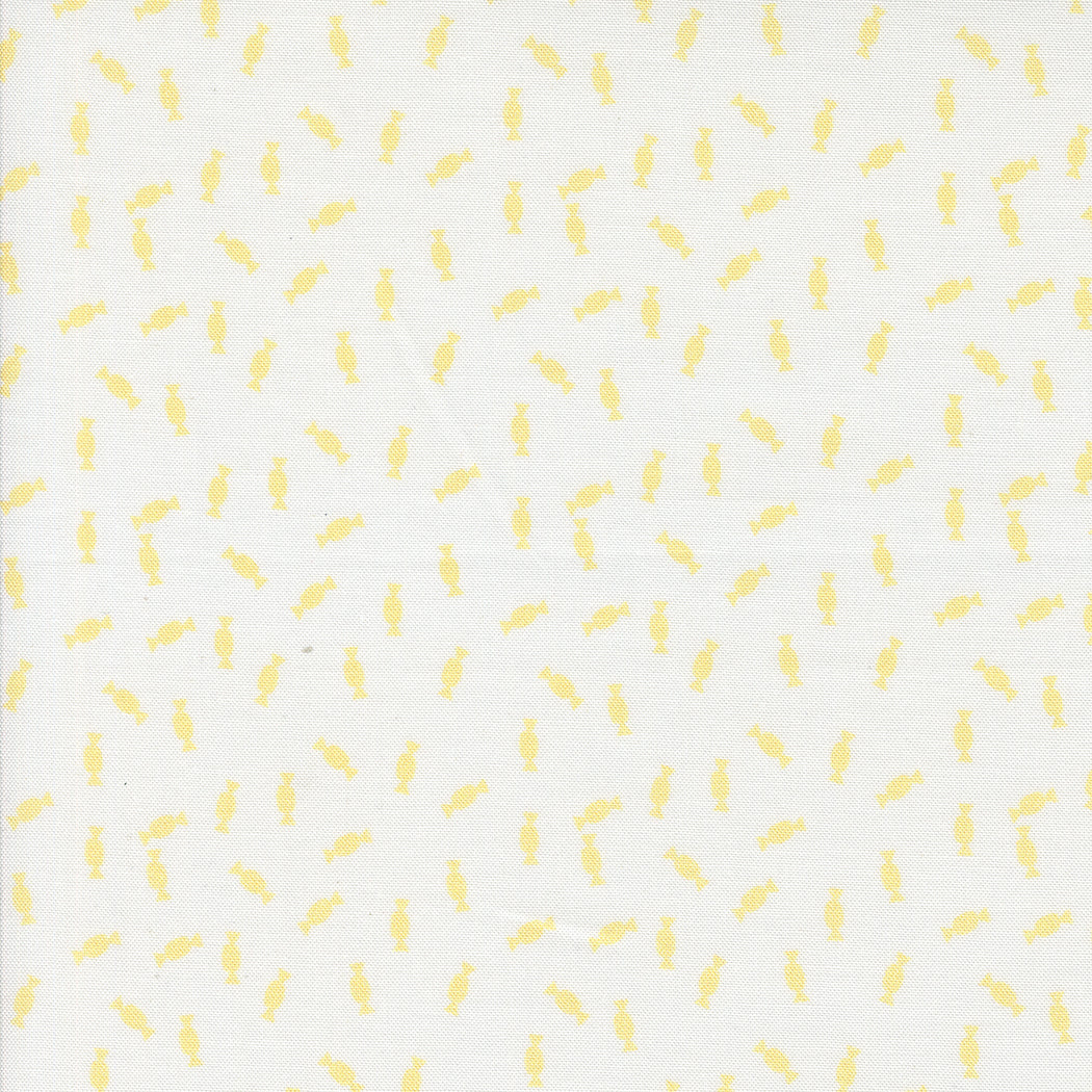 Mixed Bag of Bonbons Quilt Fabric by Jen Kingwell - Sweetie Candy in White/Yellow - 18260 11