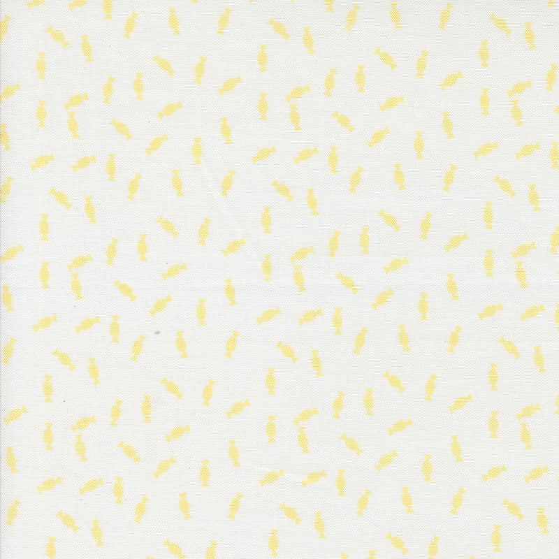 Mixed Bag of Bonbons Quilt Fabric by Jen Kingwell - Sweetie Candy in White/Yellow - 18260 11