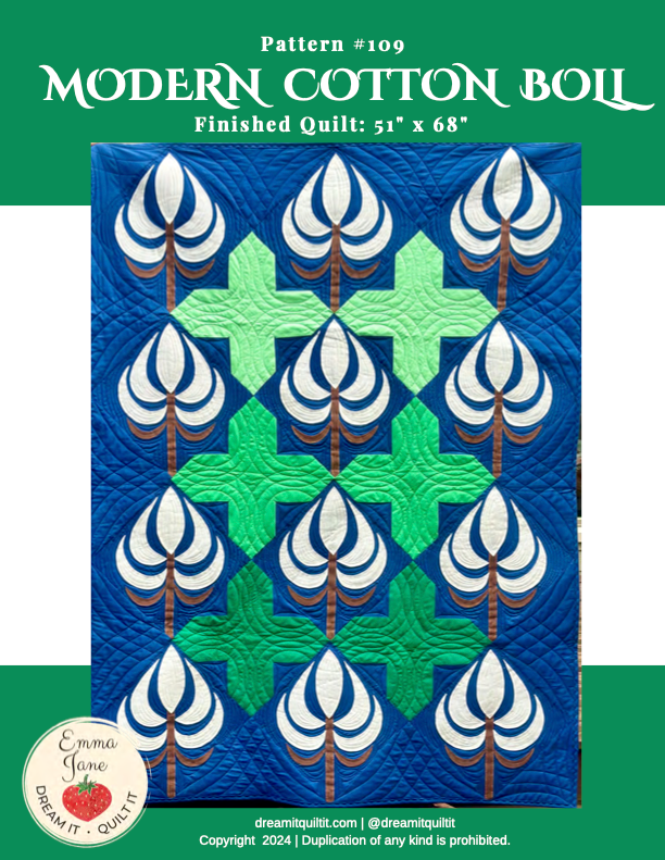 Modern Cotton Boll Quilt Pattern by Emma Jane Powel - MCB - EJP