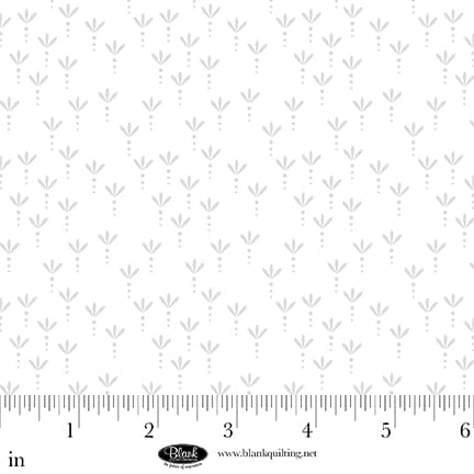 Morning Mist IX Quilt Fabric - Three Petaled Flowers in White on White - 4333-01W