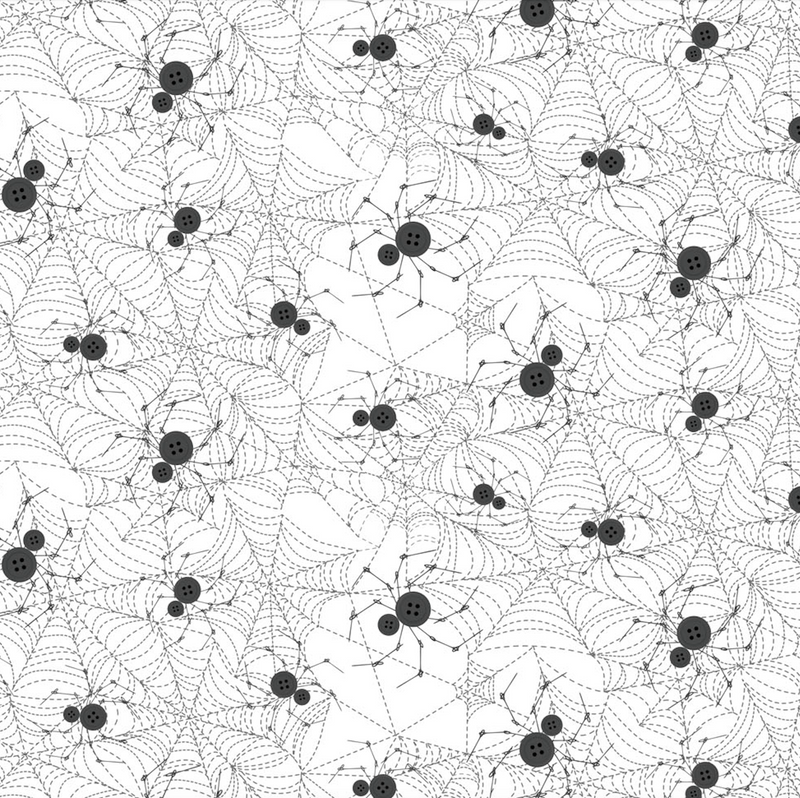 Mr. Bones Sews Quilt Fabric - Spider in White - 91077-10