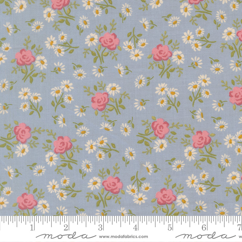 My Secret Garden Quilt Fabric - Rose Garden in Dusk Blue - 20985 21