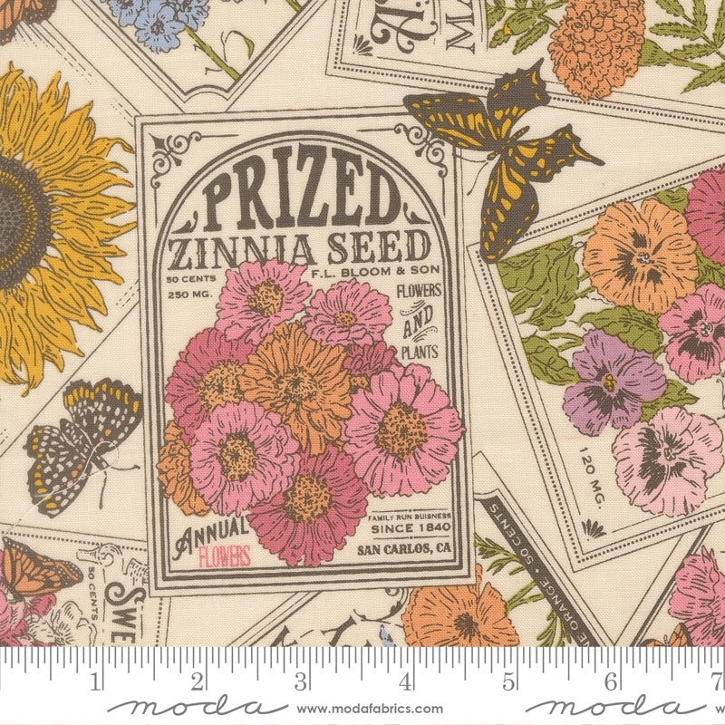 My Secret Garden Quilt Fabric - Seeds of Love in Cloud Cream/Multi - 20981 11