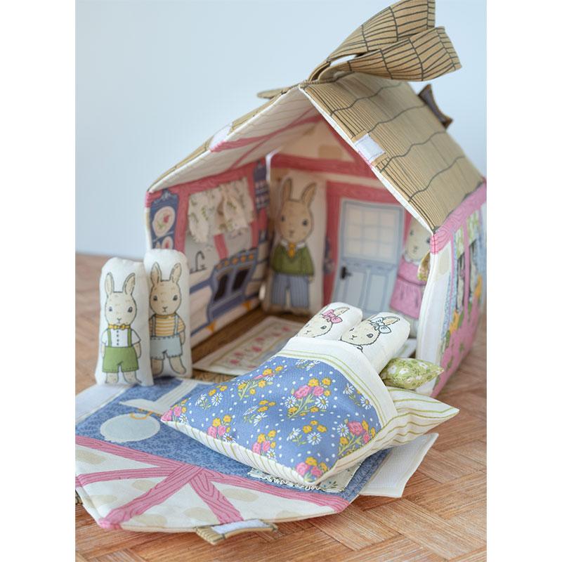 My Secret Garden Quilt Fabric - Garden Bunny Cottage Panel in Cloud Cream/Multi - 20989 11 - SOLD AS A 36" x 60" PANEL