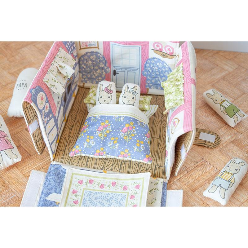 My Secret Garden Quilt Fabric - Garden Bunny Cottage Panel in Cloud Cream/Multi - 20989 11 - SOLD AS A 36" x 60" PANEL