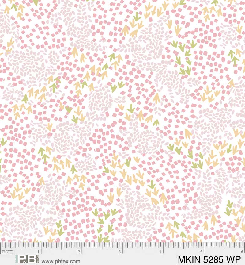 Mystical Kingdom Quilt Fabric - Ditsy Patterned Allover in White/Pink - MKIN 5285 WP