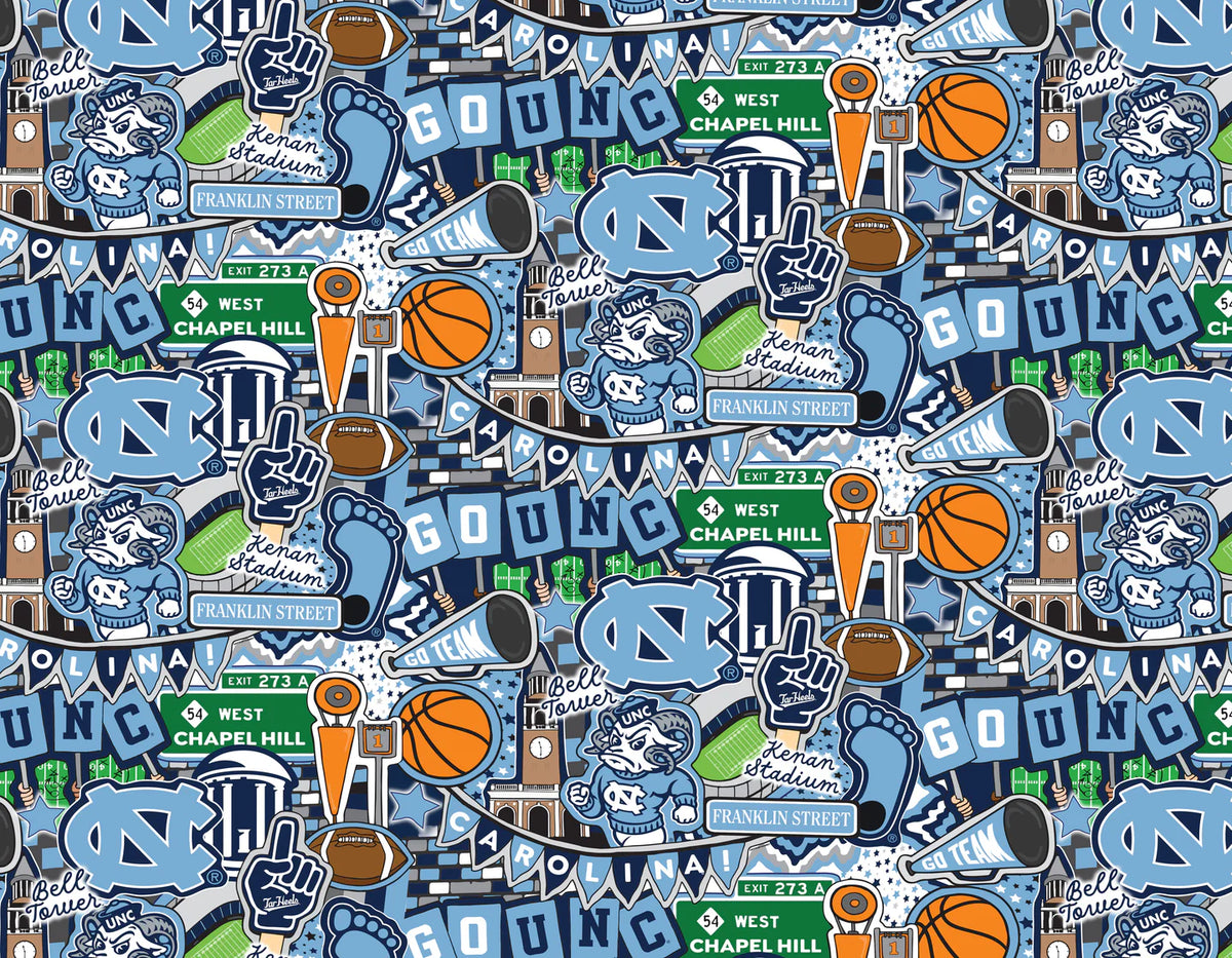 College Cottons Quilt Fabric - University of North Carolina (UNC) Doodle - NC-2001