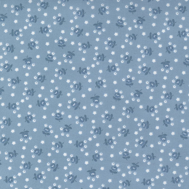 Nantucket Summer Quilt Fabric - Fairground Small Floral in Light Blue - 55266 24