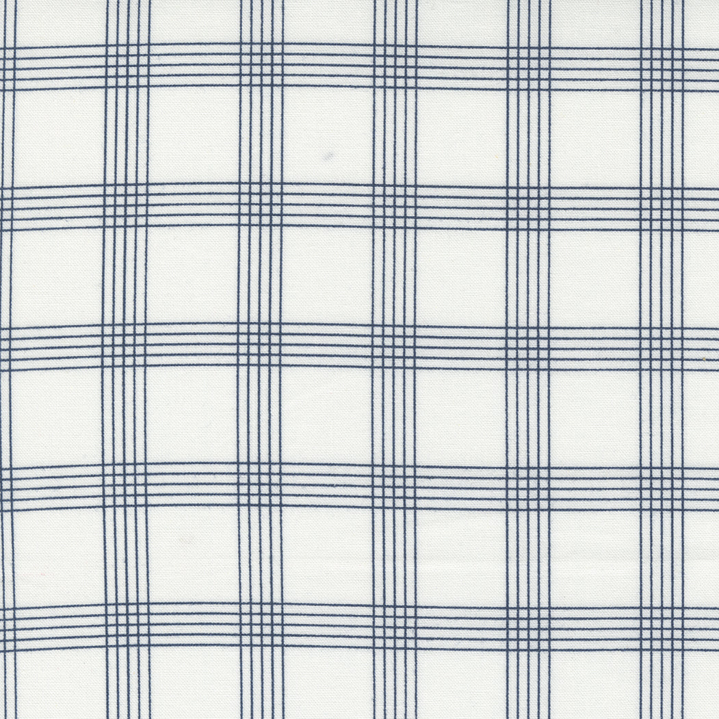 Nantucket Summer Quilt Fabric - Plaid in Cream Navy - 55262 11