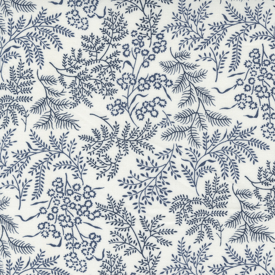 Nantucket Summer Quilt Fabric - Sconset Landscape in Cream Navy - 55261 21
