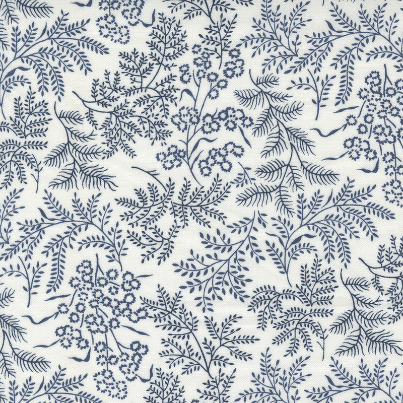 Nantucket Summer Quilt Fabric - Sconset Landscape in Cream Navy - 55261 21