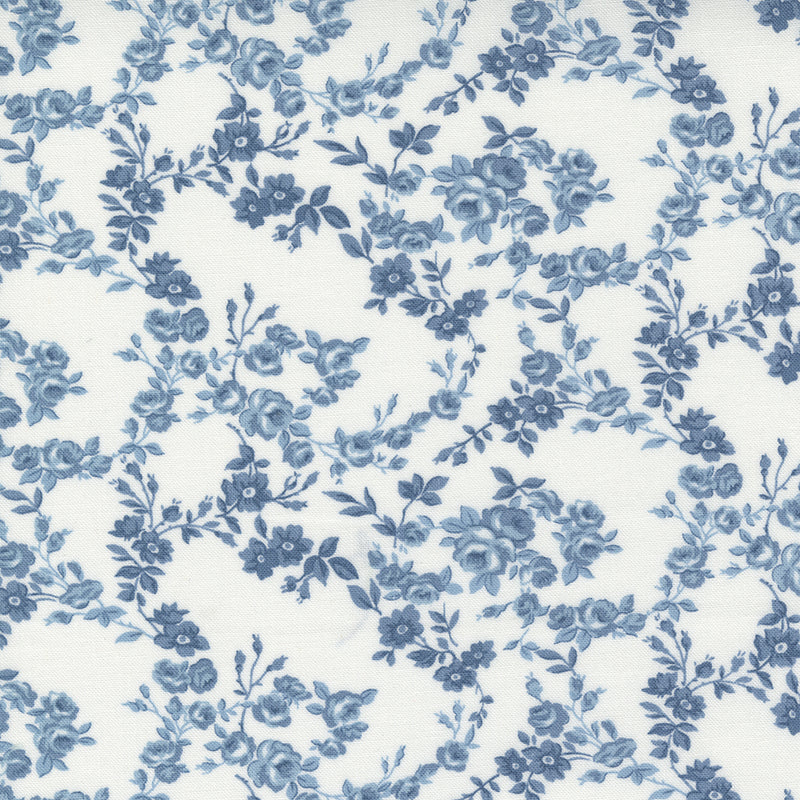 Nantucket Summer Quilt Fabric - Surfside Small Floral in Cream Blue - 55263 24
