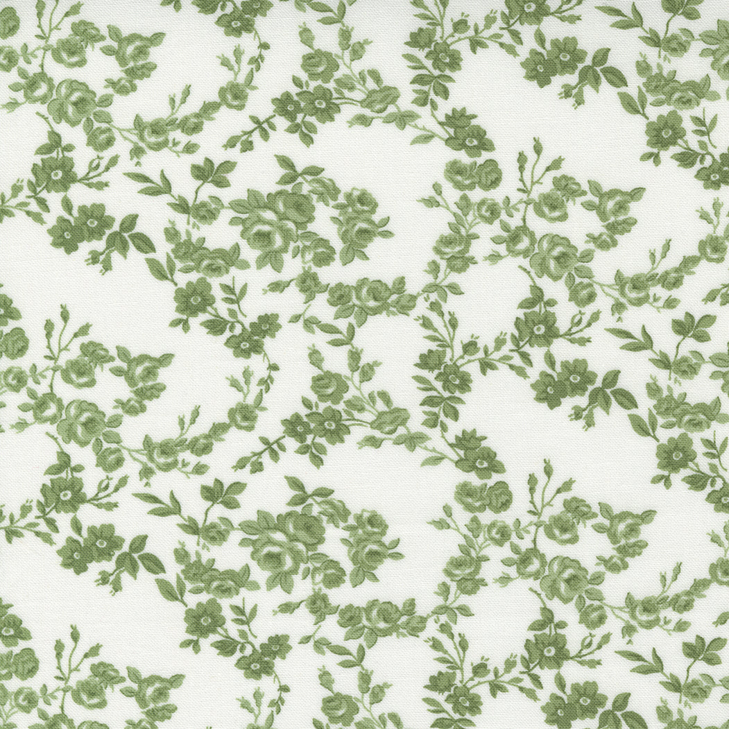 Nantucket Summer Quilt Fabric - Surfside Small Floral in Cream Green - 55263 26