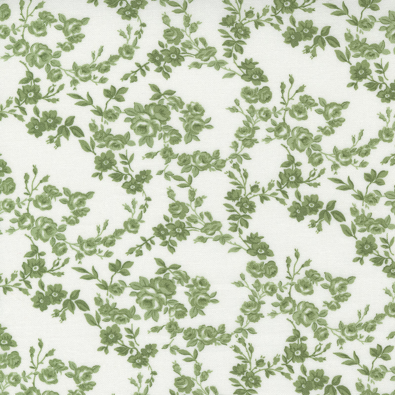 Nantucket Summer Quilt Fabric - Surfside Small Floral in Cream Green - 55263 26