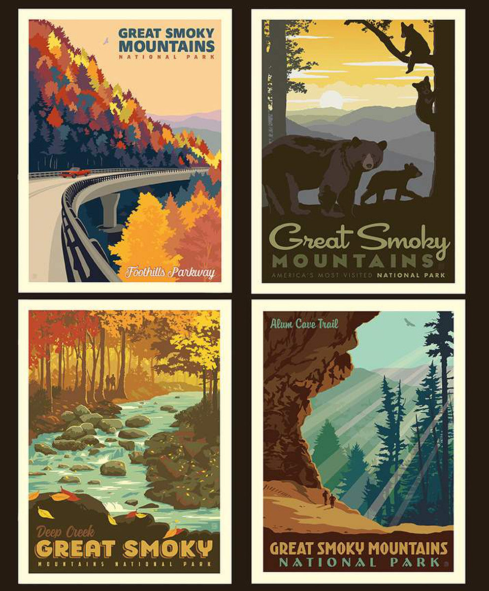 National Parks Quilt Fabric - Great Smoky Mountains Pillow Panel - PP8797-SMOKY - SOLD AS A 36" x 43" PANEL
