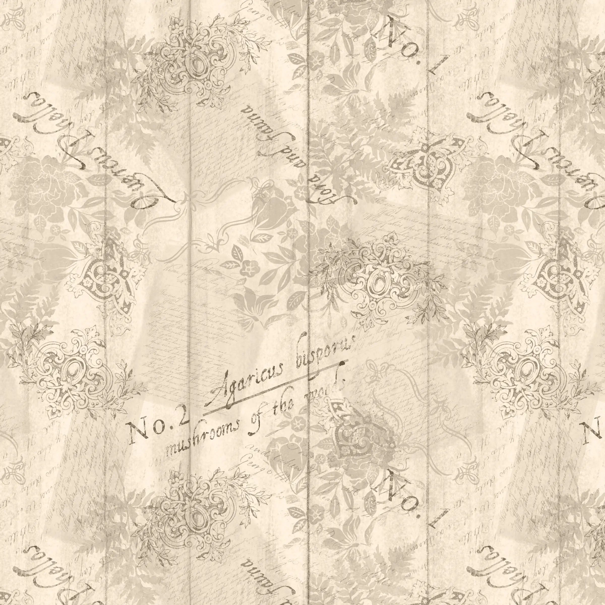 Nature's Serenade Quilt Fabric - Ephemera in Tan - W105-027-044
