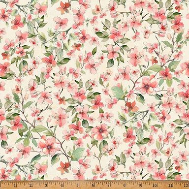 Nesting Hour Quilt Fabric - Packed Floral in Blossom Pink/Cream - Y5584-448 BLOSSOM