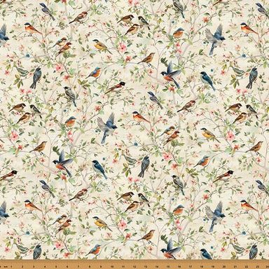 Nesting Hour Quilt Fabric - Small Birds in Cream - Y5583-33 CREAM