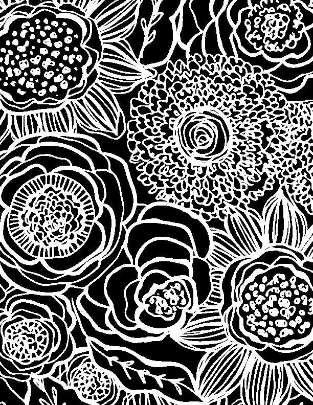 Night and Day Quilt Fabric - Large Floral in Black - 3058 66210 911