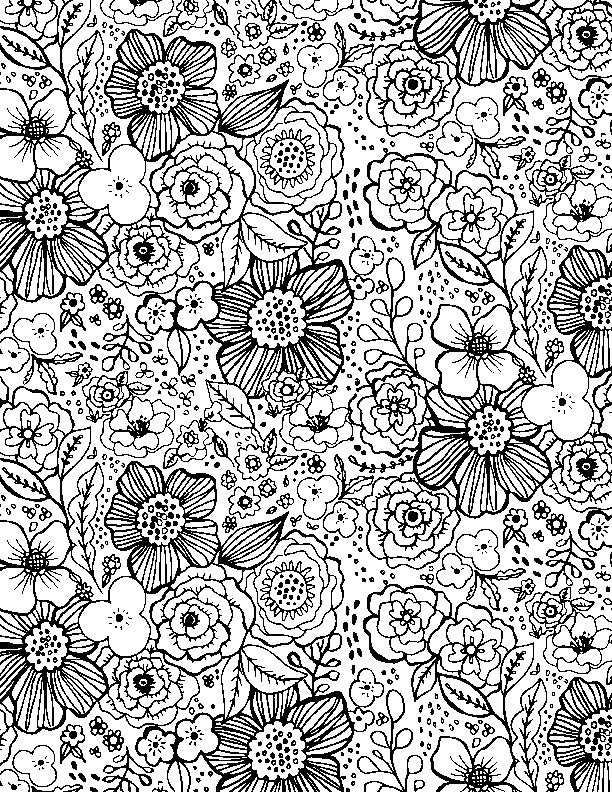 Night and Day Quilt Fabric - Packed Floral in White - 3058 66211 199