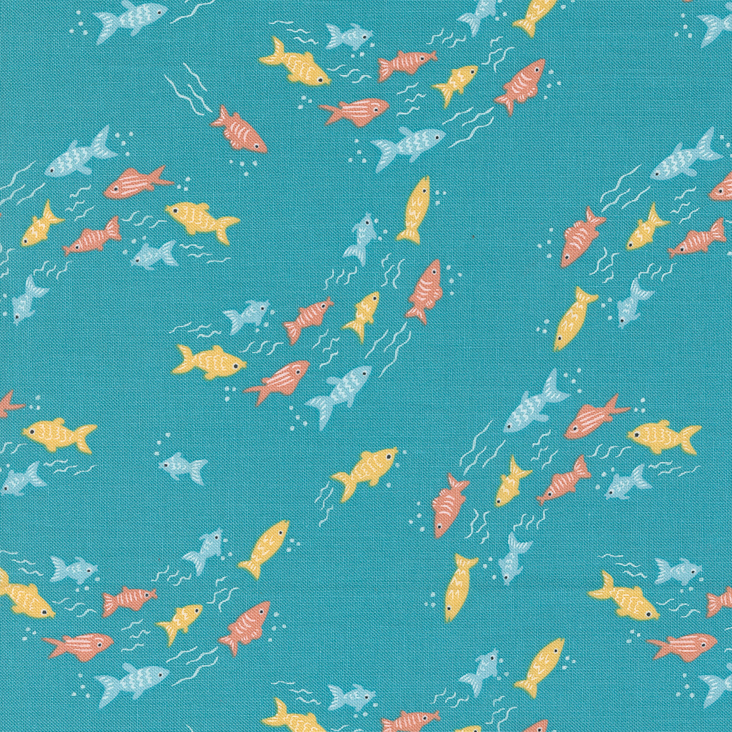Noah's Ark Quilt Fabric - Fishy Fish in Sea Aqua - 20874 18