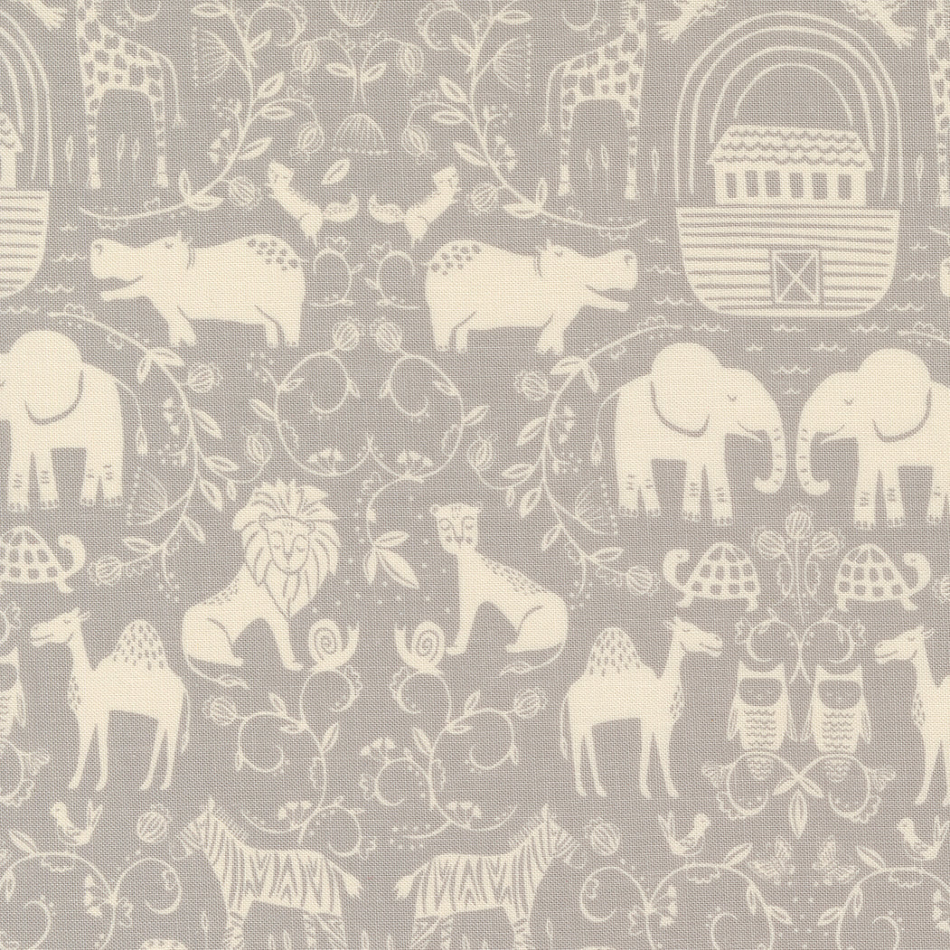 Noah's Ark Quilt Fabric - Two by Two in Dove Gray - 20871 13