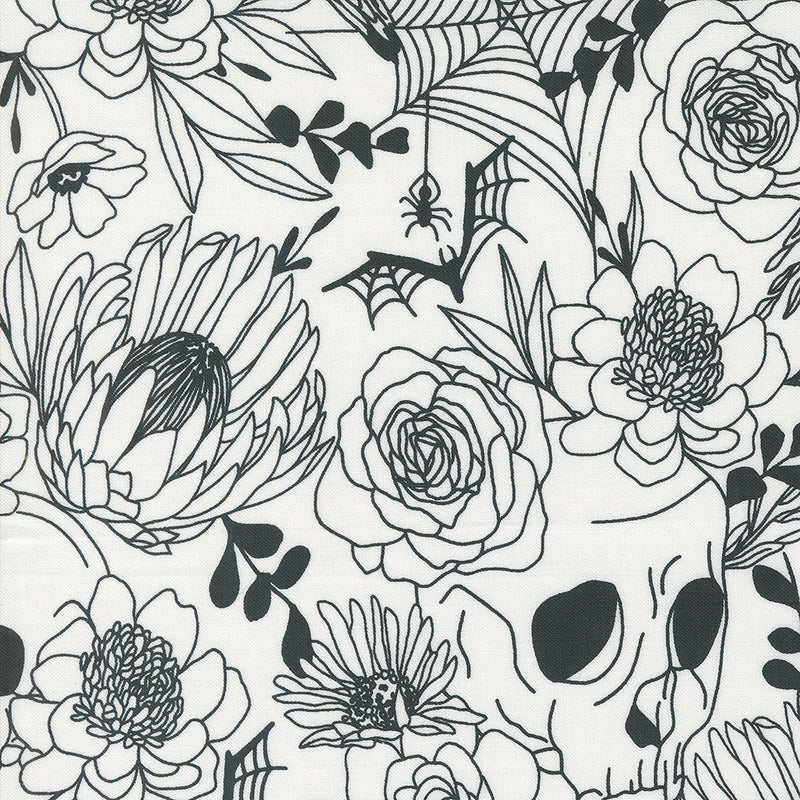 Noir Quilt Fabric - Haunted Garden in Ghost White - 11540 21