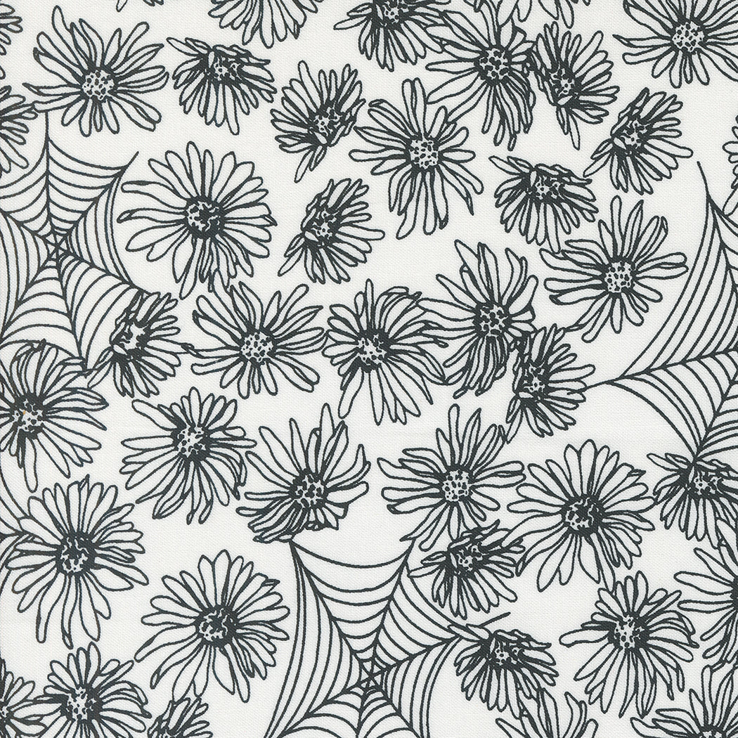Noir Quilt Fabric - Whispering Webs in Ghost White - 11541 21