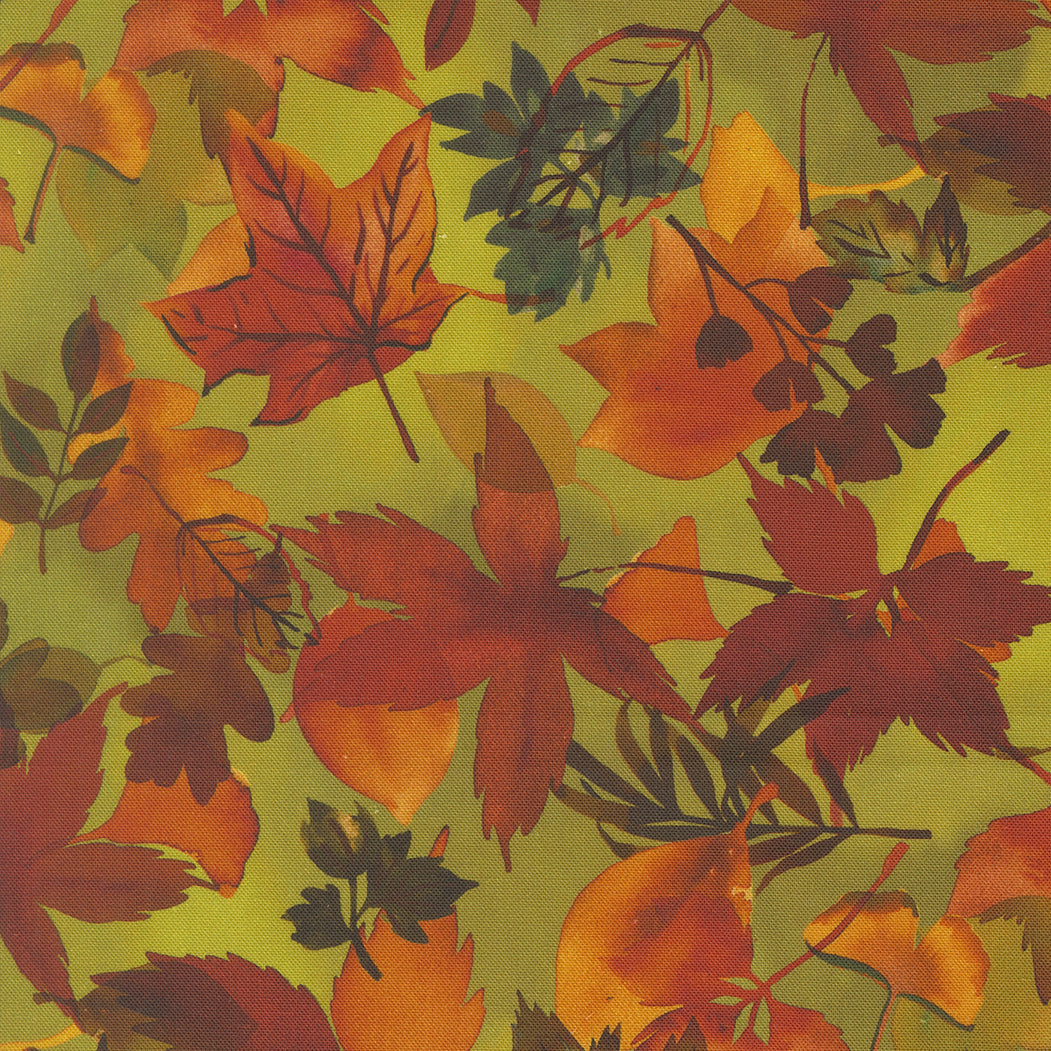 Northern Brights Quilt Fabric - Fall Leaves in Leaf Green - 21855 14
