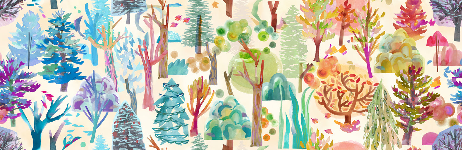 Northern Brights Quilt Fabric - Forest Seasons Ombre in Cloud Multi - 21853 15