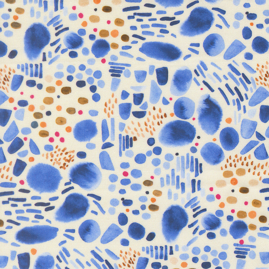 Northern Brights Quilt Fabric - Lake Pebbles in Cloud White/Dark Blue - 21858 11