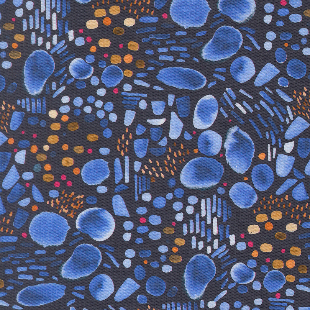 Northern Brights Quilt Fabric - Lake Pebbles in Night Sky Black/Dark Blue - 21858 14