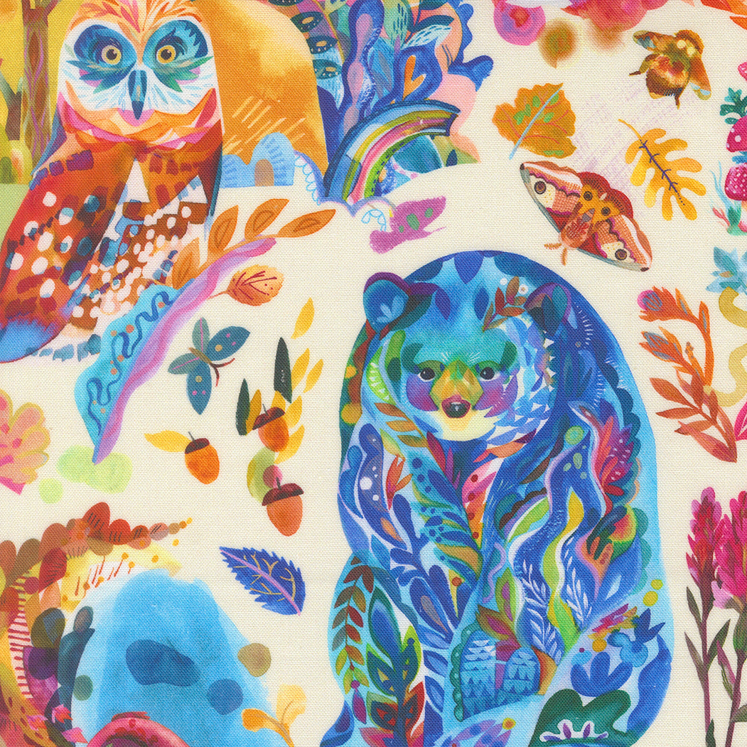 Northern Brights Quilt Fabric - Northern Brights Animals in Cloud Multi - 21850 12