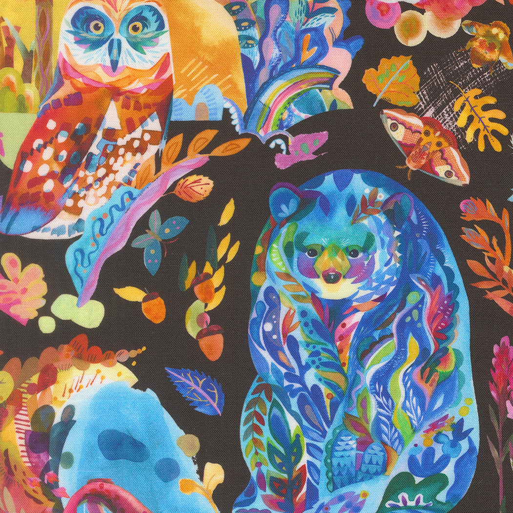 Northern Brights Quilt Fabric - Northern Brights Animals in Night Sky Multi - 21850 14