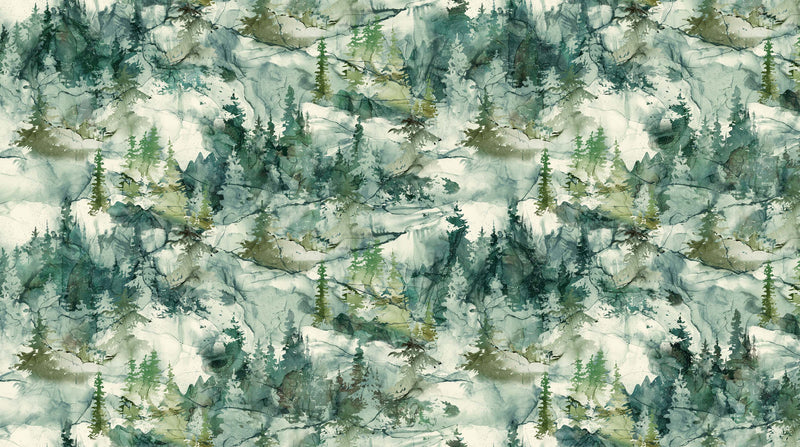 Northern Peaks Quilt Fabric - Dense Forest in Dark Pine Green - DP25168-78